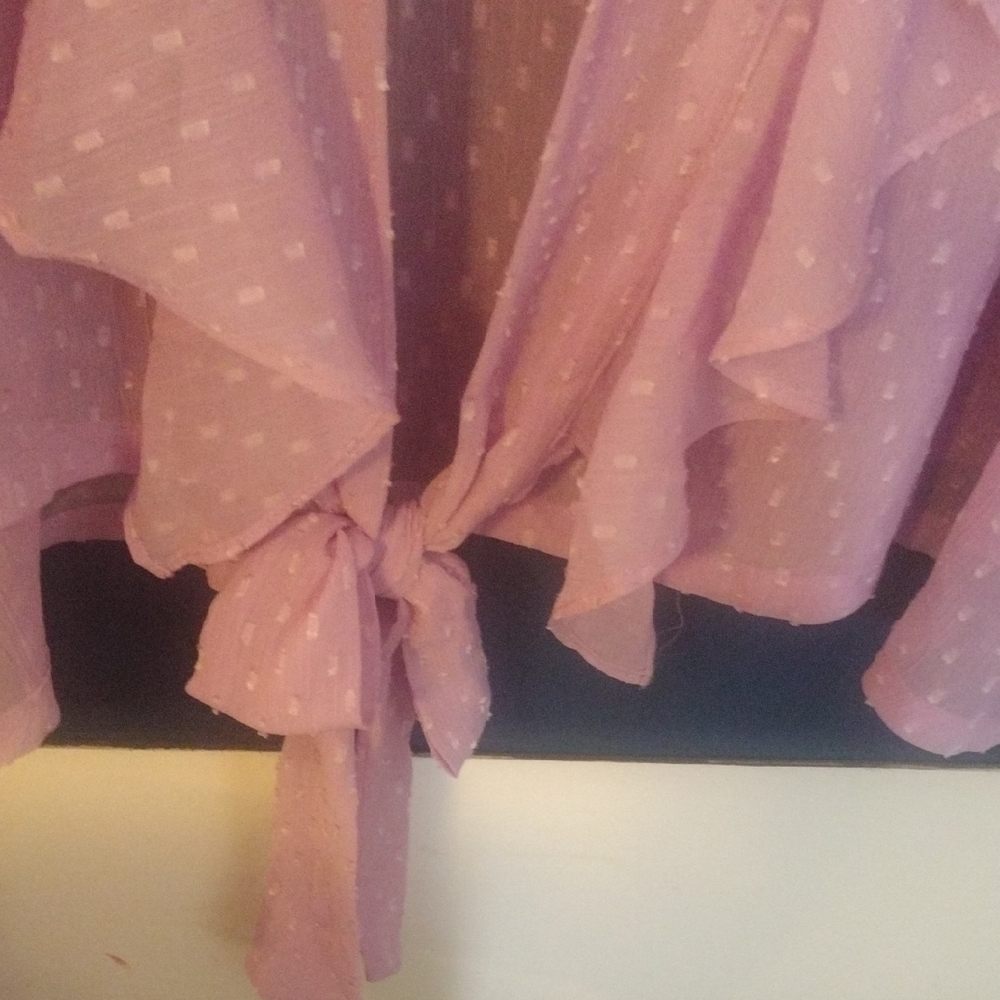 Cato Silk Lavender Ruffle Blouse - Picture 6 of 7